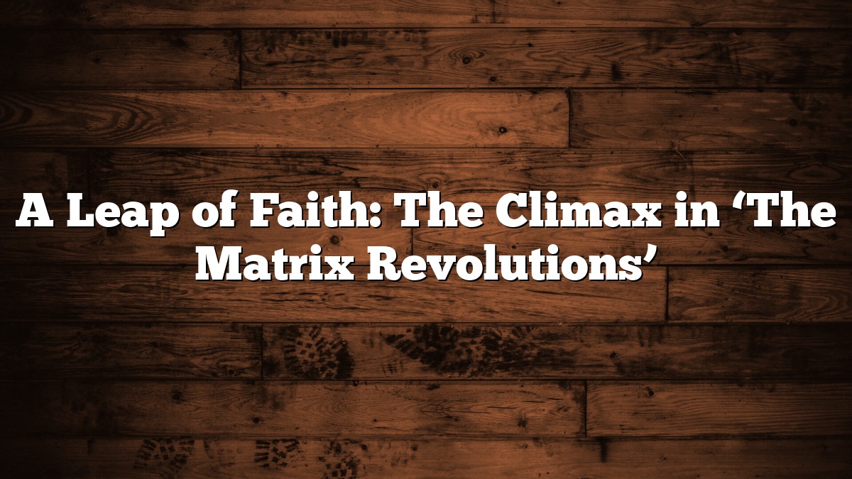 A Leap of Faith: The Climax in ‘The Matrix Revolutions’